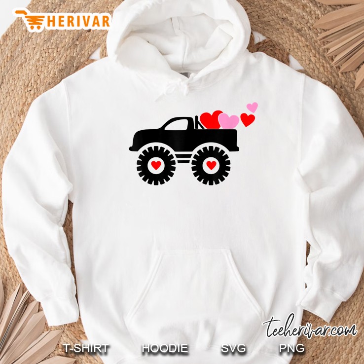 Valentine Monster Truck Loads Of Love Hearts Shirt Gift Hoodie