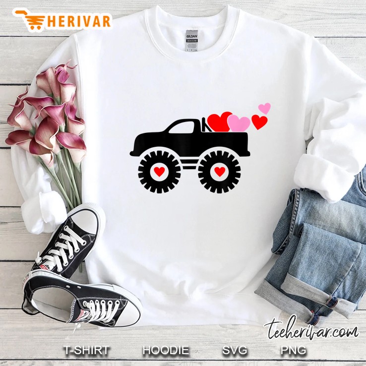 Valentine Monster Truck Loads Of Love Hearts Shirt Gift Sweatshirt