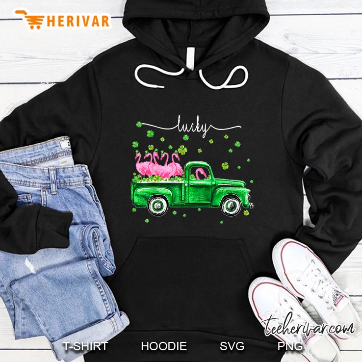 Lucky Green Truck Flamingo Shamrock Hoodie