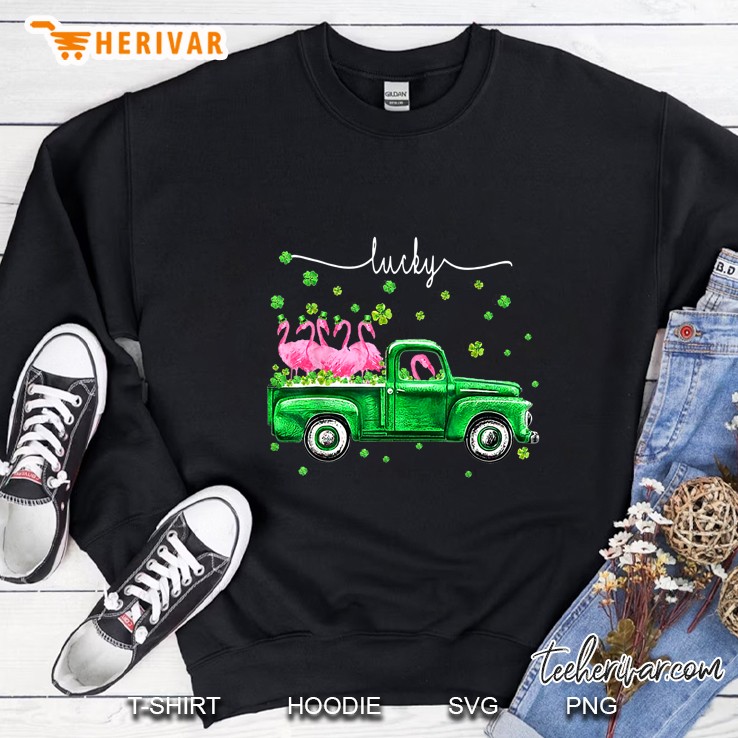 Lucky Green Truck Flamingo Shamrock Sweatshirt