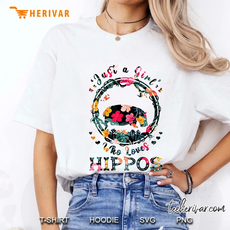 Just A Girl Who Loves Hippos Floral Version Ladies Tee