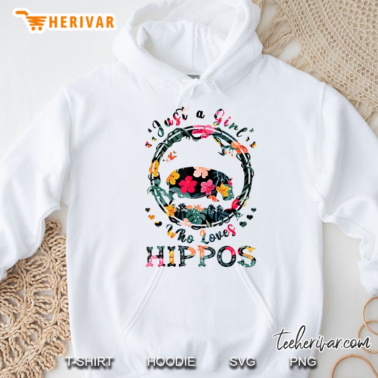 Just A Girl Who Loves Hippos Floral Version Hoodie