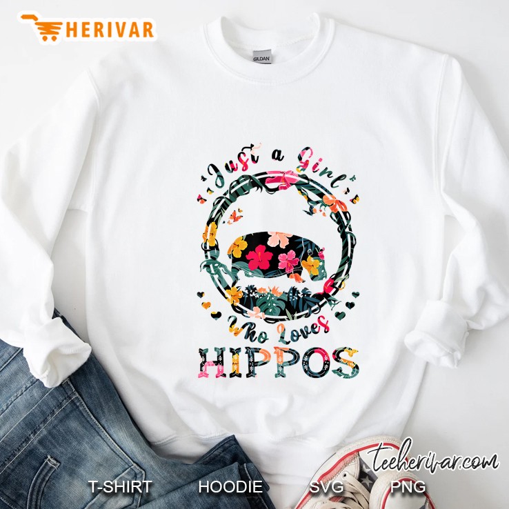 Just A Girl Who Loves Hippos Floral Version Sweatshirt