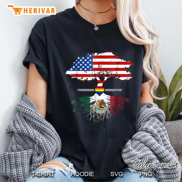 American Grown With Mexican Roots Heart Lgbt Pride Ladies Tee