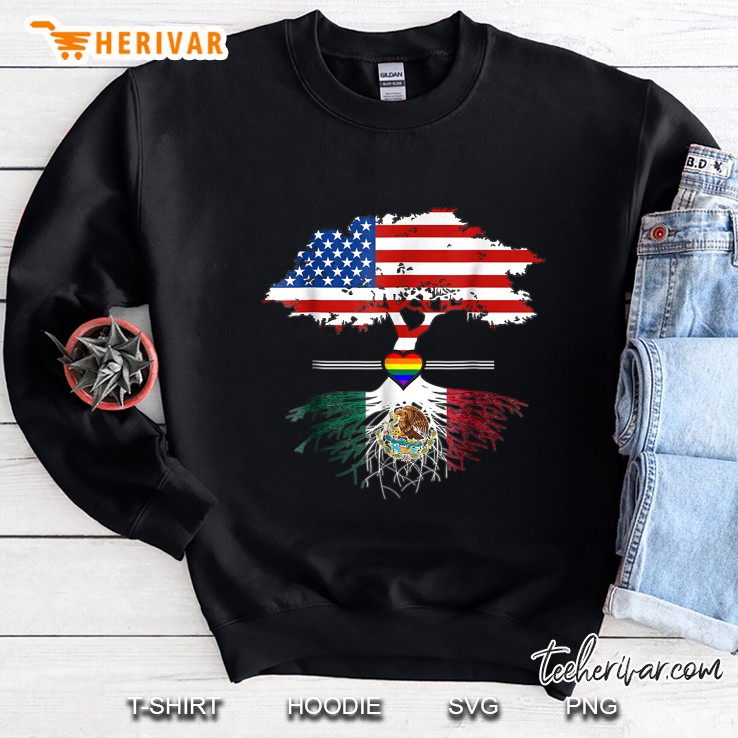 American Grown With Mexican Roots Heart Lgbt Pride Sweatshirt