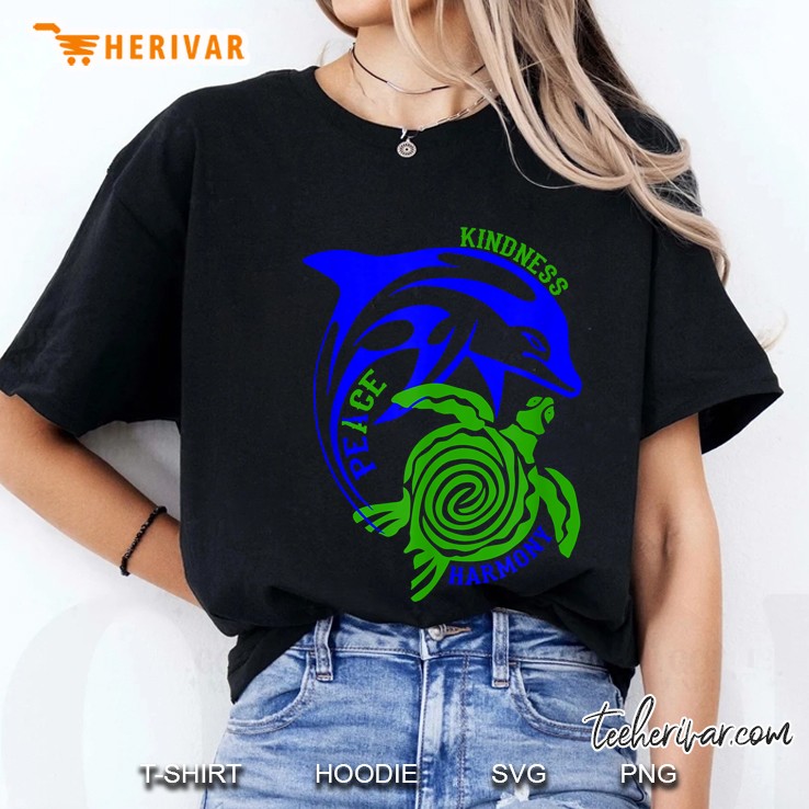 Kindness Peace Harmony Dolphin & Turtle Ladies Tee