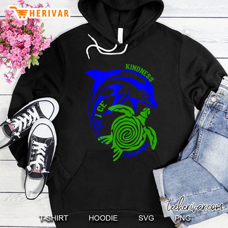 Kindness Peace Harmony Dolphin & Turtle Hoodie