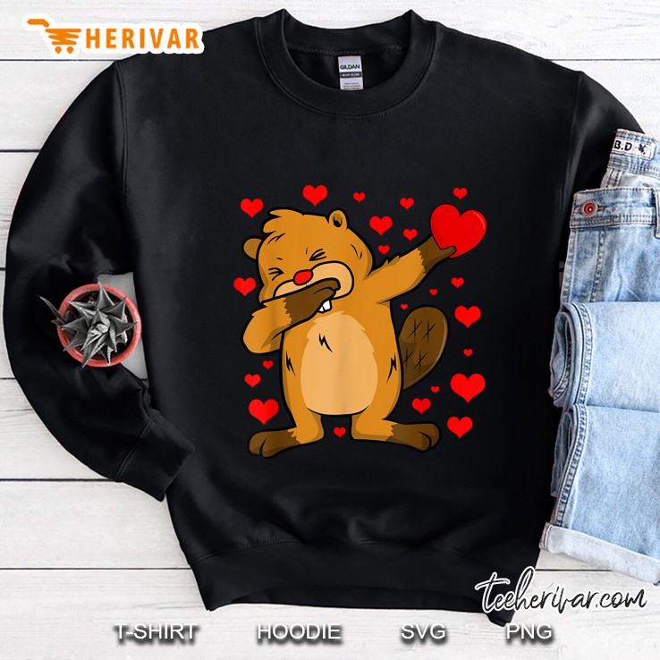Beaver Dabbing Heart Love Rain Valentine