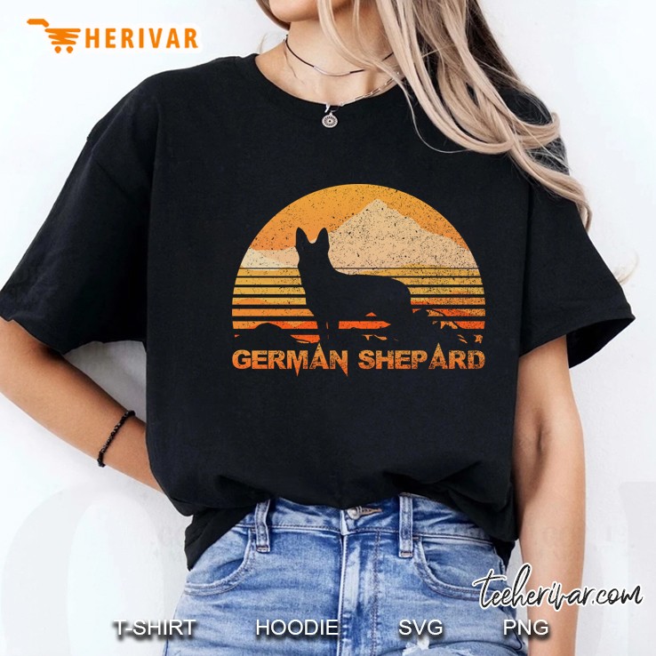 German Shepard Silhouette Vintage Retro Version Ladies Tee