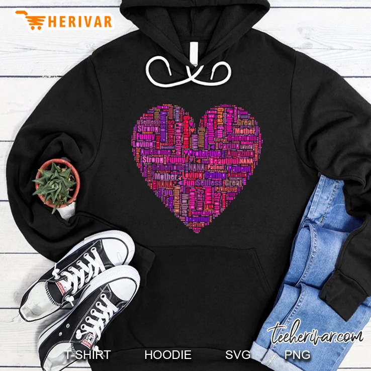 Nana Heart Words Love Hoodie