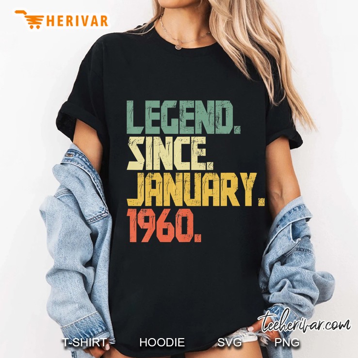 60 Years Old Gifts Shirt- Legend Since January 1960 Ladies Tee