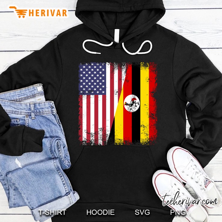 Half Ugandan Flag Vintage Uganda Usa Gift Pullover Hoodie Hoodie