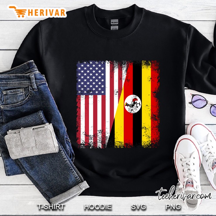 Half Ugandan Flag Vintage Uganda Usa Gift Pullover Hoodie Sweatshirt