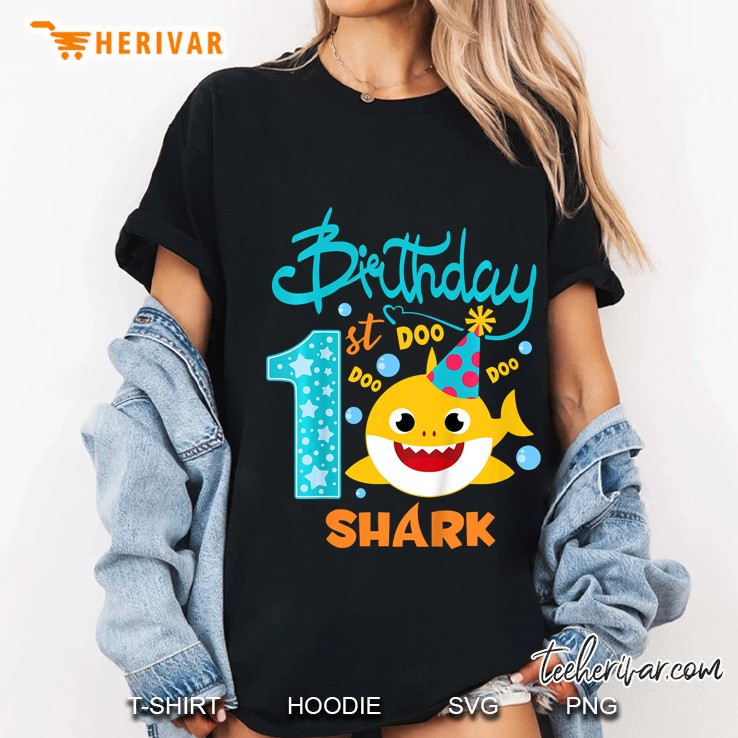 Kids Baby Shark 1 Years Old 1St Birthday Doo Doo Ladies Tee