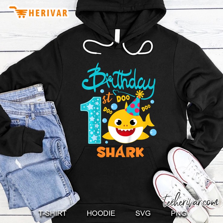 Kids Baby Shark 1 Years Old 1St Birthday Doo Doo Hoodie