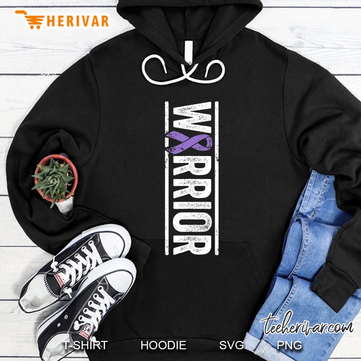 Pancreatic Cancer Warrior - Sideways Cancer Awareness Ribbon Hoodie