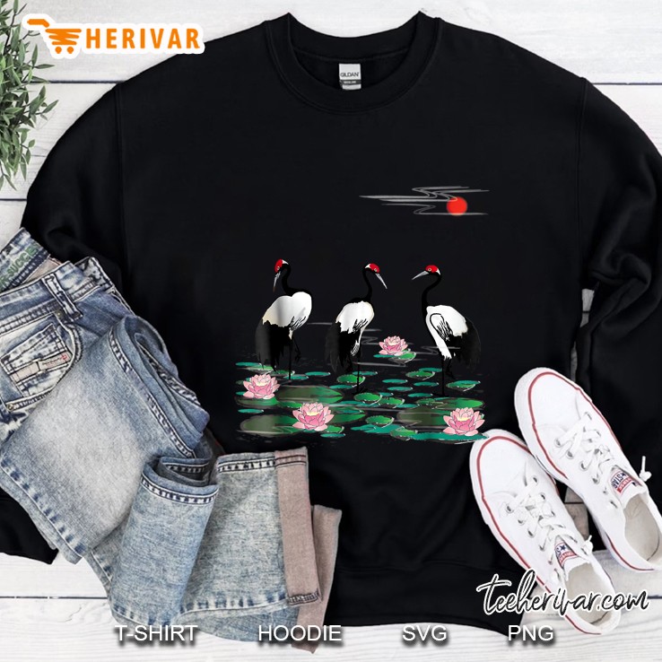 Beautiful Bird Snow Crane Chinese Painting Shan Shui Sweatshirt