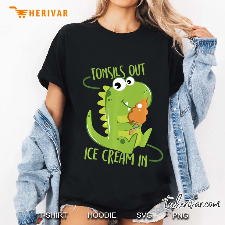 Kids Tonsils Out Ice Cream In Dino Dinosaur Tonsillectomy Premium Ladies Tee
