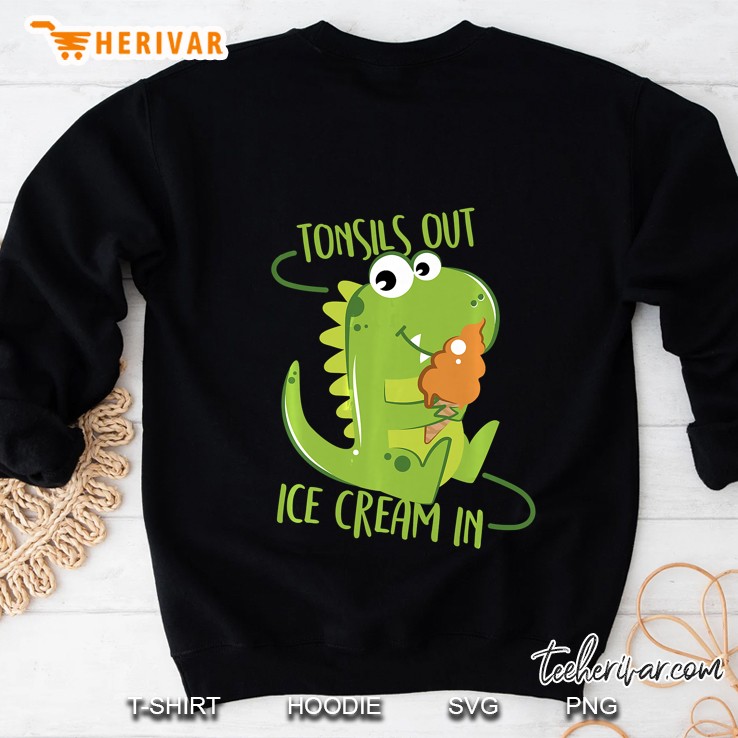 Kids Tonsils Out Ice Cream In Dino Dinosaur Tonsillectomy Premium Sweatshirt