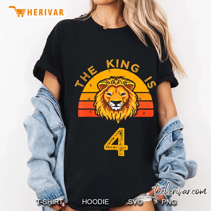 King Is 4 Years Old - 4Th Birthday Animal Gift Ideas Ladies Tee