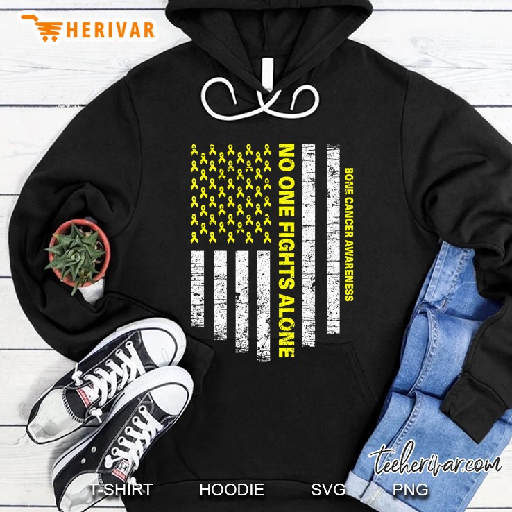 No One Fights Alone Usa Flag Bone Cancer Awareness Hoodie