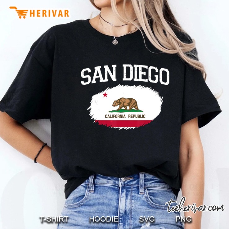 San Diego Ca California Flag Vintage Usa Sports Men Women Ladies Tee