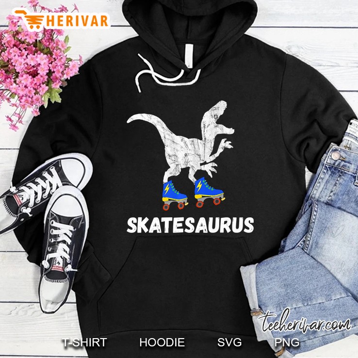 Skate Dinosaurs Roller Skating Rink T-Rex Roller Skater Premium Hoodie