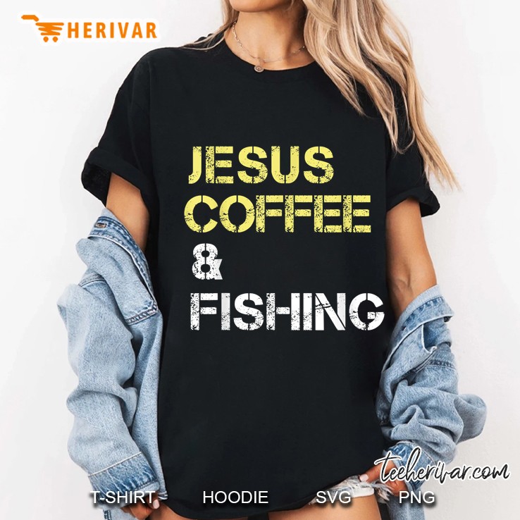 Jesus Coffee & Fishing Christian Coffee Drinkers Ladies Tee