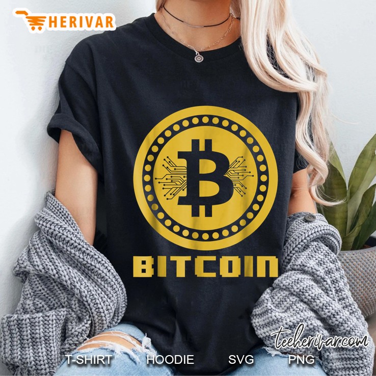 Golden Bitcoin Blockchain Cryptocurrency Ladies Tee