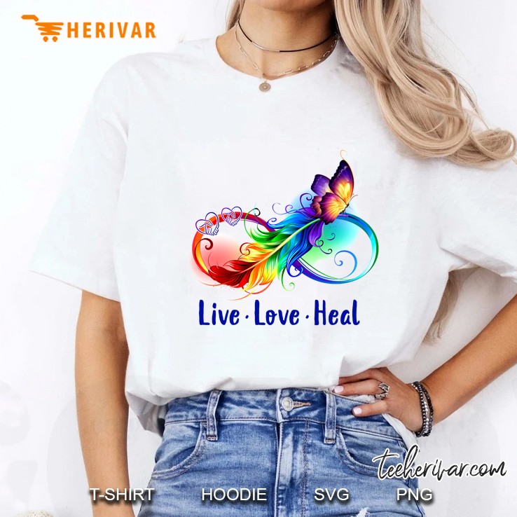 Live Love Head Colorful Infinity Feather Butterfly Version Ladies Tee