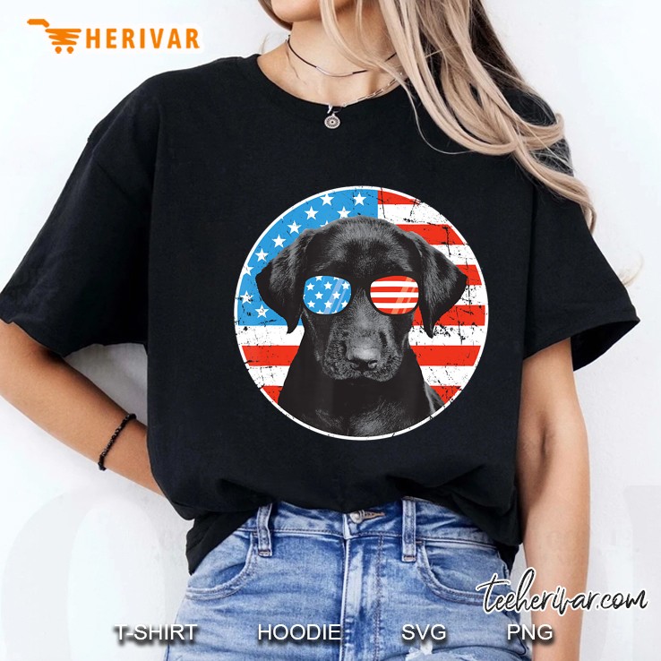 Fourth Of July Labrador Retriever American Flag Version Ladies Tee