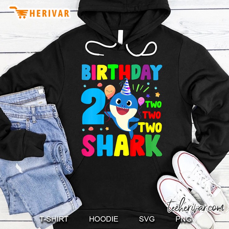 Birthday 2 Two Two Two Shark Blue Baby Shark Version Hoodie
