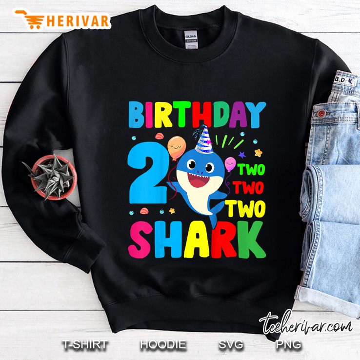 Birthday 2 Two Two Two Shark Blue Baby Shark Version Sweatshirt
