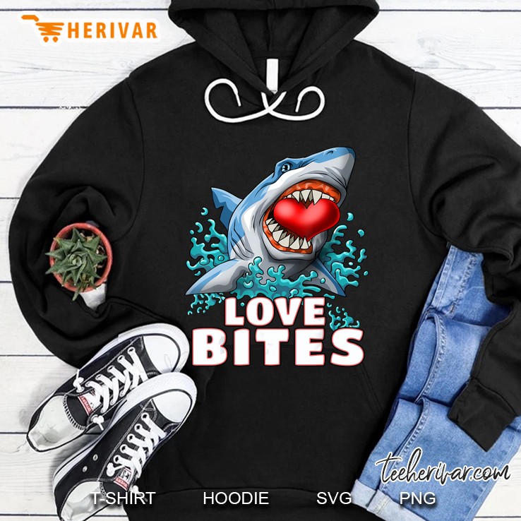 Love Bites Biting Heart Shark Version Hoodie