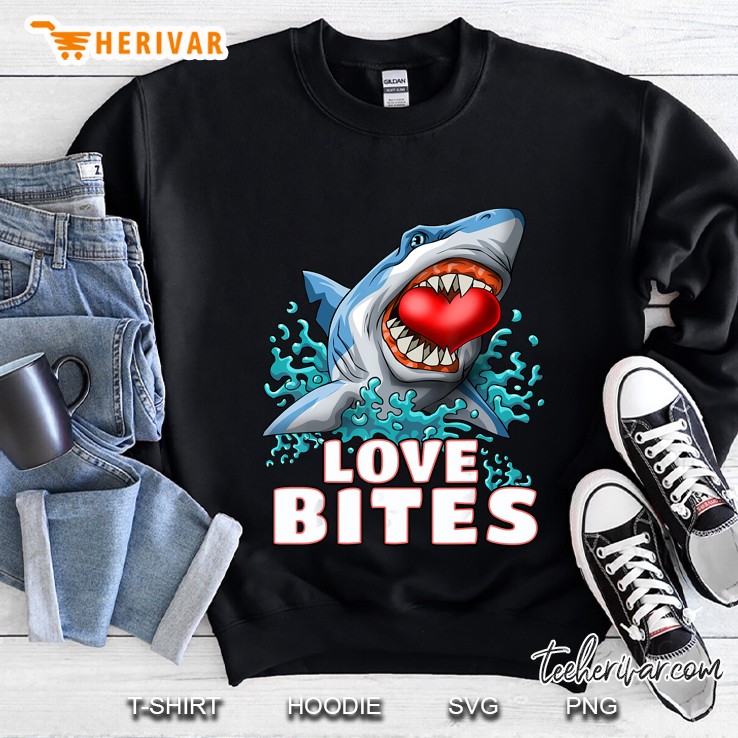 Love Bites Biting Heart Shark Version Sweatshirt