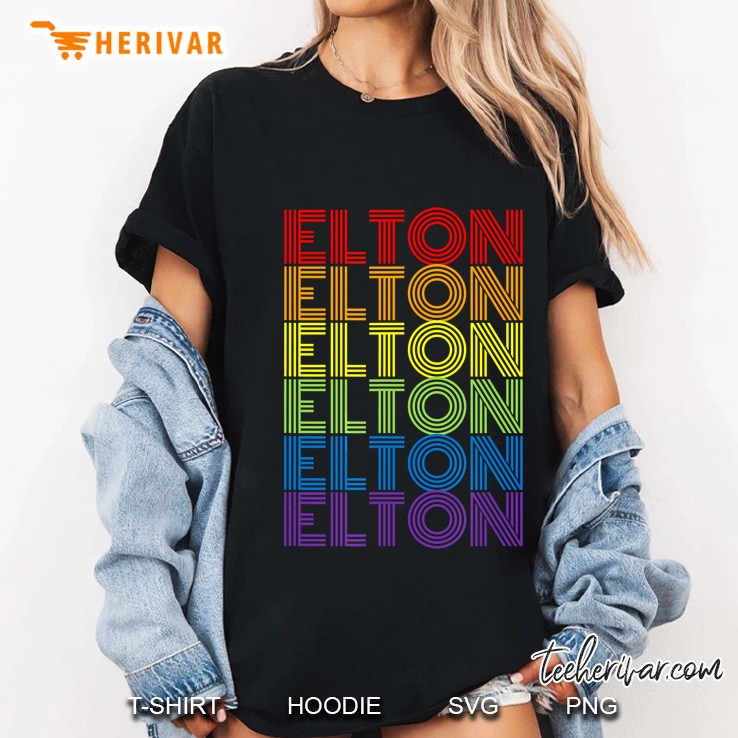 Elton Rainbow Vintage Wordmark Pattern Version Ladies Tee