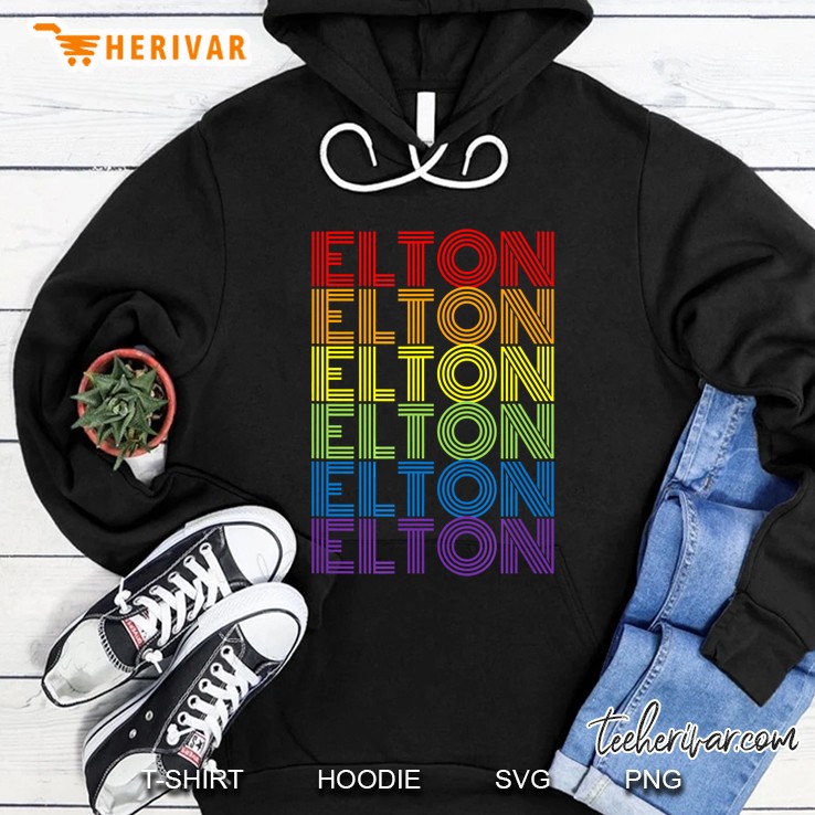 Elton Rainbow Vintage Wordmark Pattern Version Hoodie