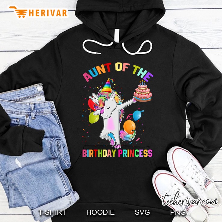Aunt Of The Birthday Princess Unicorn With Cake Version Hoodie