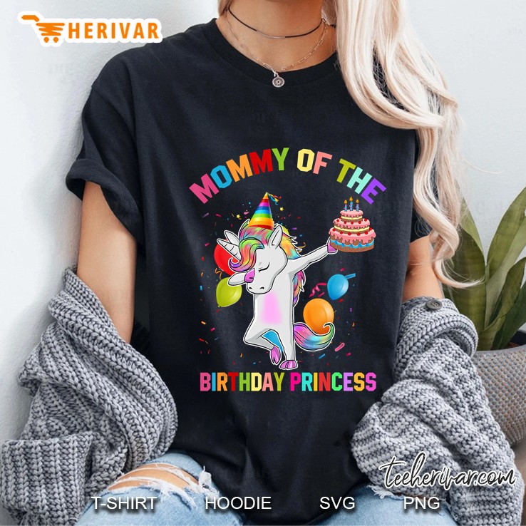 Mommy Of The Birthday Princess Unicorn With Cake Version Ladies Tee