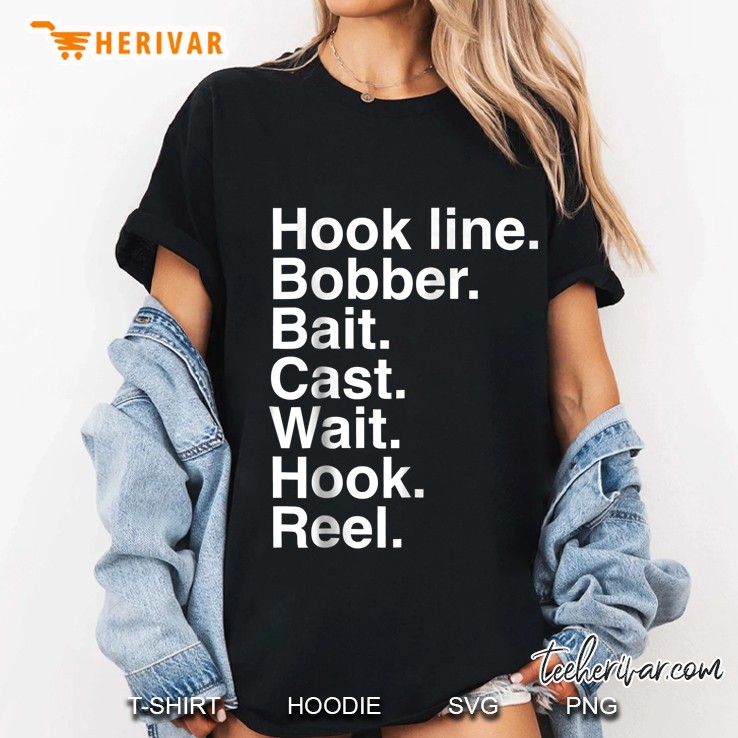 Hook Line Bobber Bait Cast Hook Reel Fishing Ladies Tee