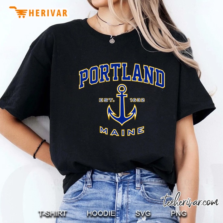 Portland Est 1632 Maine Anchor Version Ladies Tee