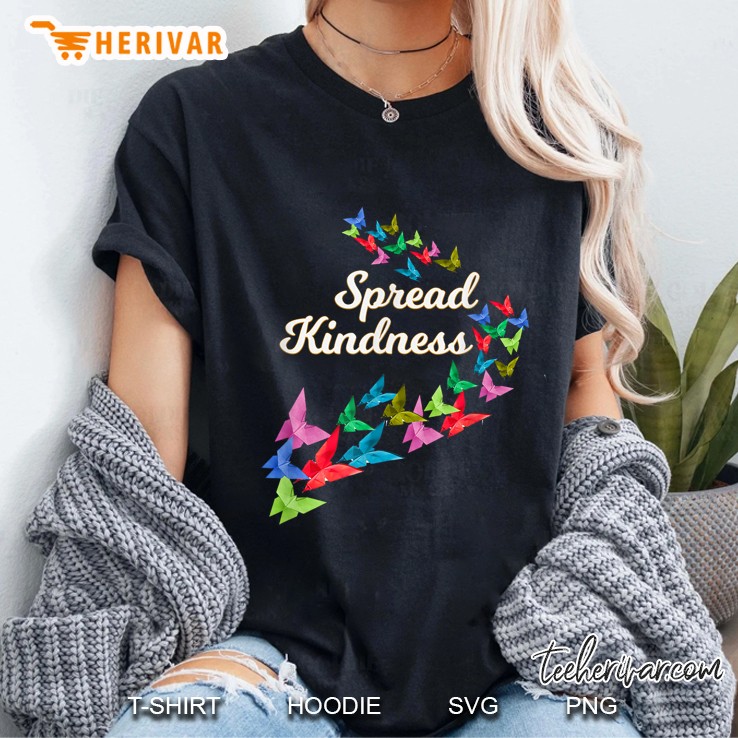 Spread Kindness Colorful Origami Butterfly Version Ladies Tee