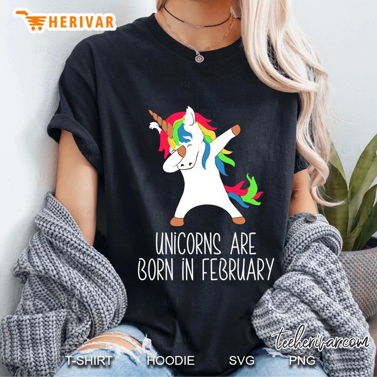 Unicorns Are Born In February Dabbing Dancer Ladies Tee