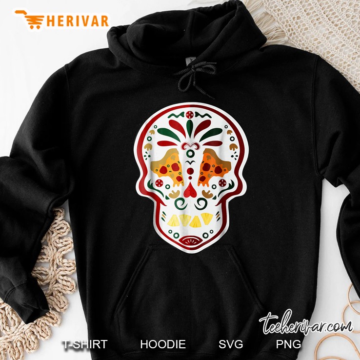 Vegan Day Of The Dead Slice Of Pizza Skull Hoodie