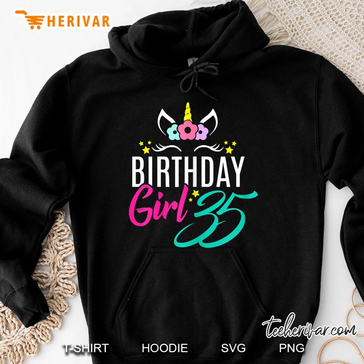 Birthday Girl 35 Unicorn Face Version Hoodie