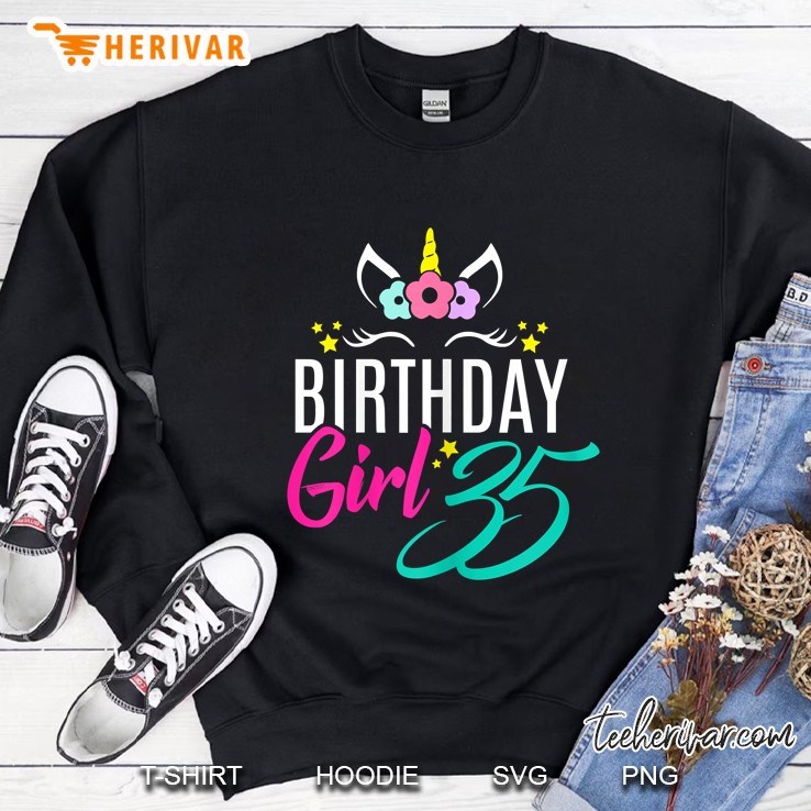 Birthday Girl 35 Unicorn Face Version Sweatshirt