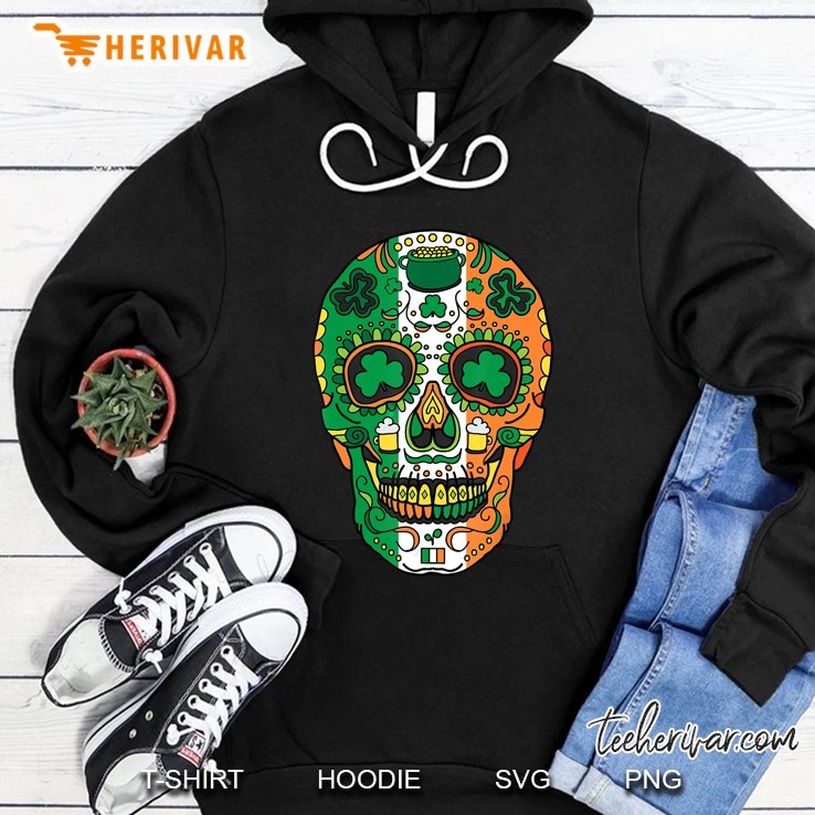Day Of The Dead Irish Sugar Skull St Patricks Day Hoodie