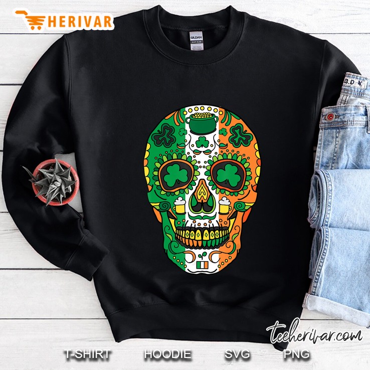 Day Of The Dead Irish Sugar Skull St Patricks Day Sweatshirt