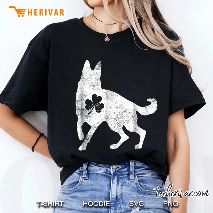 German Shepherd Irish Clover St Patrick Day Ladies Tee