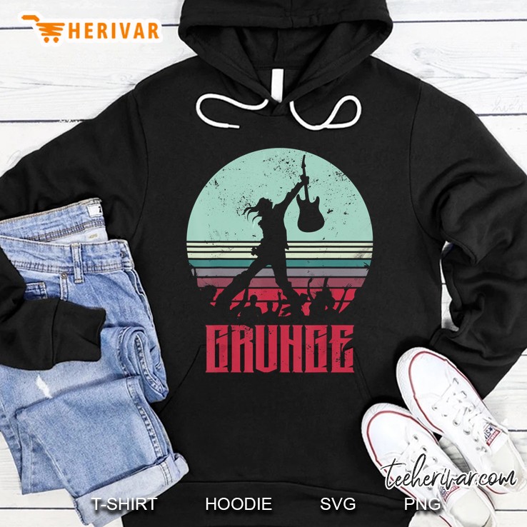 Grunge Guitarist Silhouette Vintage Version Hoodie